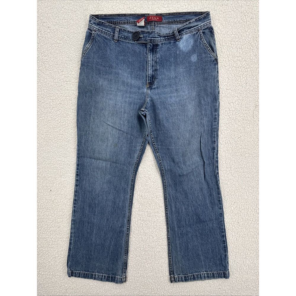 Zena Vintage Jeans Women Size 16 Blue Medium Wash Bootcut Large Button High Rise